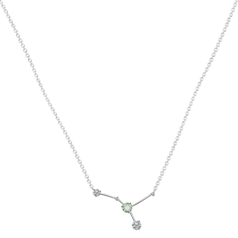 cancer Zodiac Star Constellation Green Amethyst & White Topaz Necklace GRA-RDN-486.