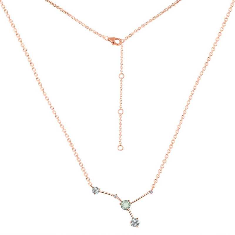 cancer Zodiac Star Constellation Green Amethyst & White Topaz Necklace GRA-RDN-486.