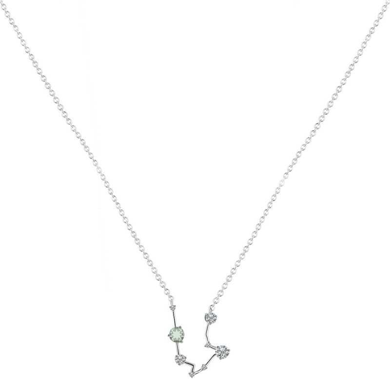 Aquarius Zodiac Star Constellation Green Amethyst & White Topaz Necklace GRA-RDN-487.