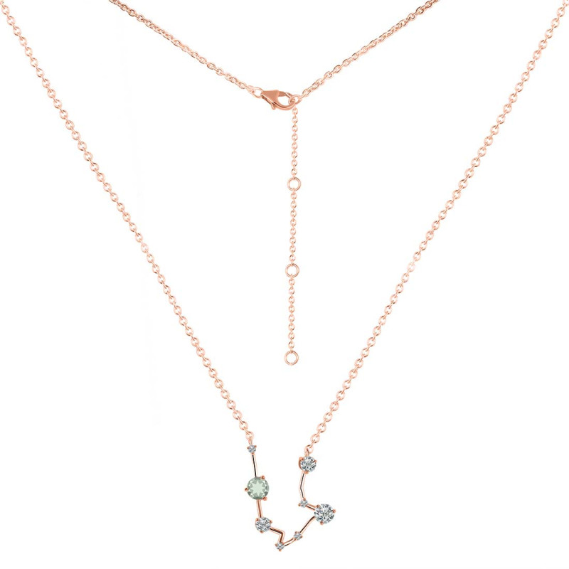 Aquarius Zodiac Star Constellation Green Amethyst & White Topaz Necklace GRA-RDN-487.