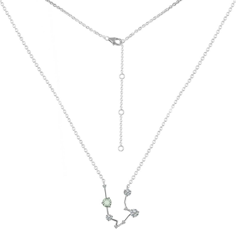 Aquarius Zodiac Star Constellation Green Amethyst & White Topaz Necklace