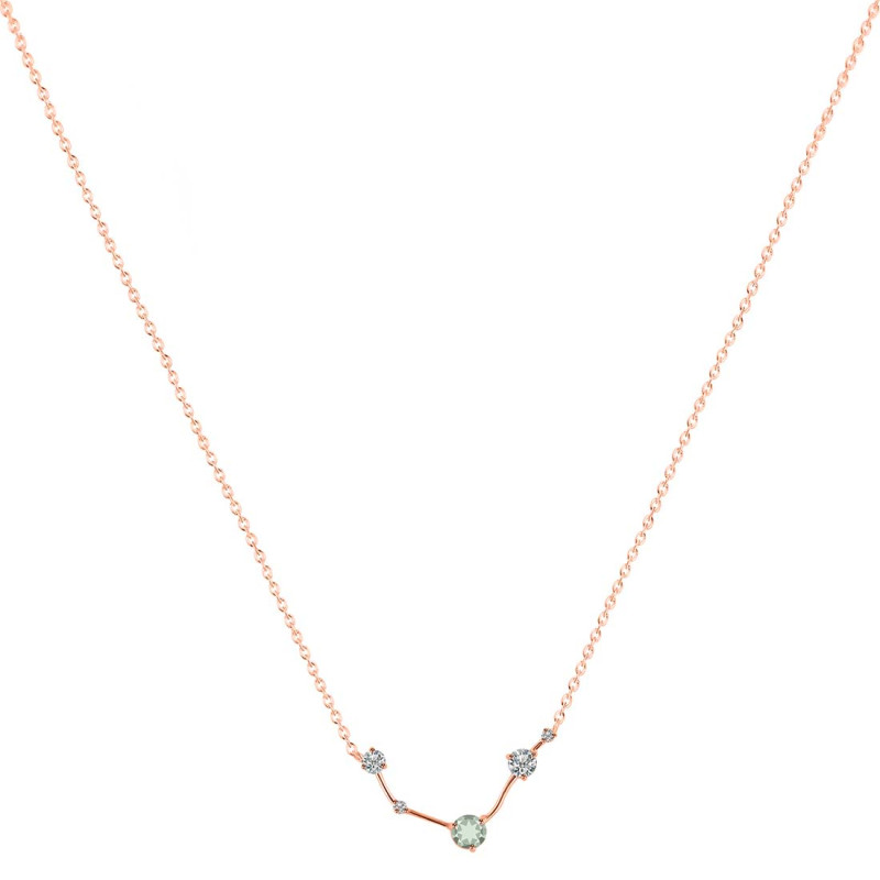 Aries Zodiac Star Constellation Green Amethyst & White Topaz Necklace GRA-RDN-488.