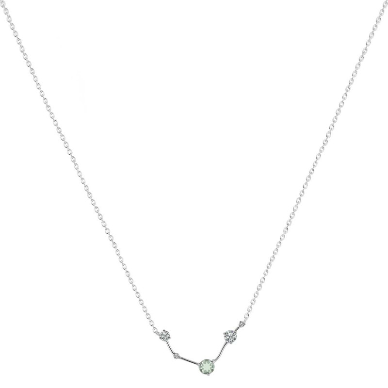Aries Zodiac Star Constellation Green Amethyst & White Topaz Necklace GRA-RDN-488.