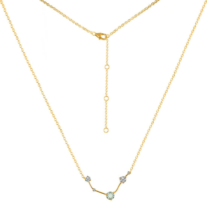 Aries Zodiac Star Constellation Green Amethyst & White Topaz Necklace GRA-RDN-488.