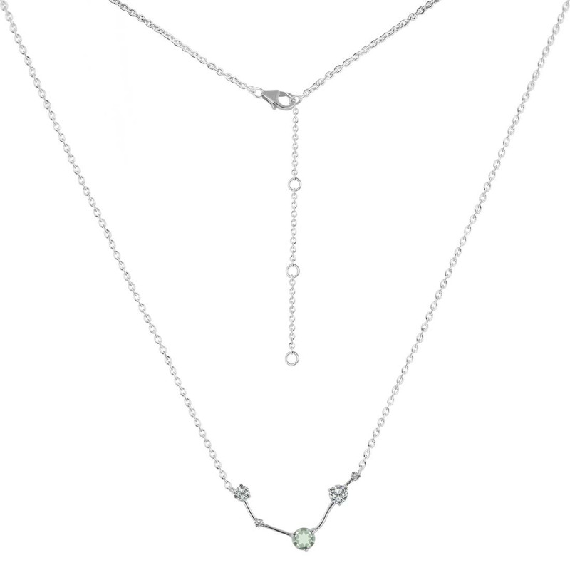 Aries Zodiac Star Constellation Green Amethyst & White Topaz Necklace