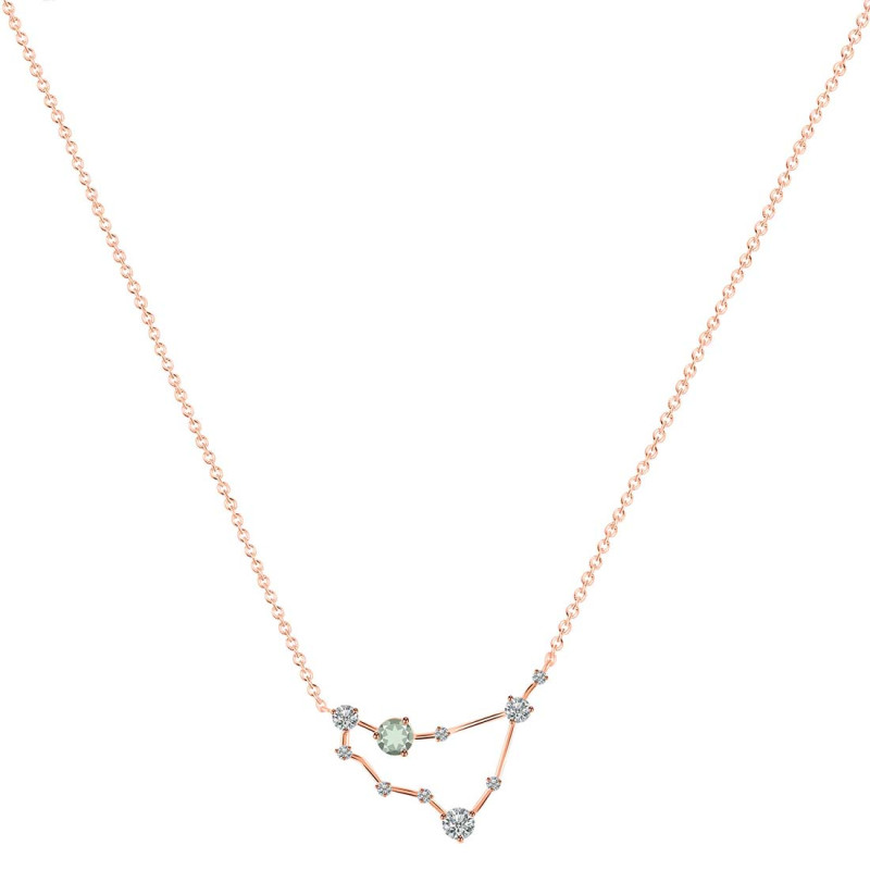 Capricorn Zodiac Star Constellation Green Amethyst & White Topaz Necklace GRA-RDN-489.