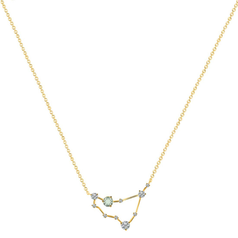 Capricorn Zodiac Star Constellation Green Amethyst & White Topaz Necklace GRA-RDN-489.