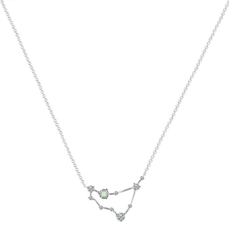 Capricorn Zodiac Star Constellation Green Amethyst & White Topaz Necklace GRA-RDN-489.
