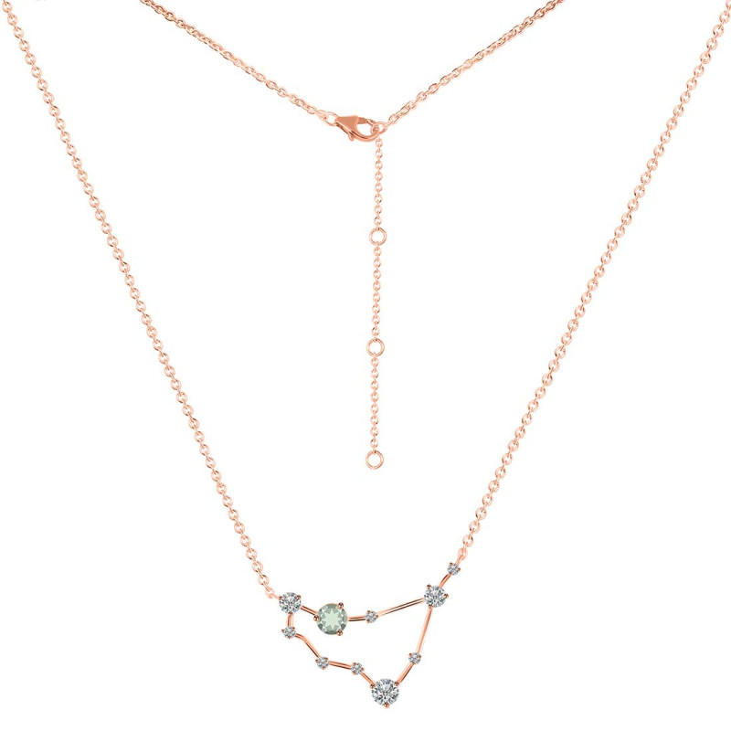 Capricorn Zodiac Star Constellation Green Amethyst & White Topaz Necklace GRA-RDN-489.