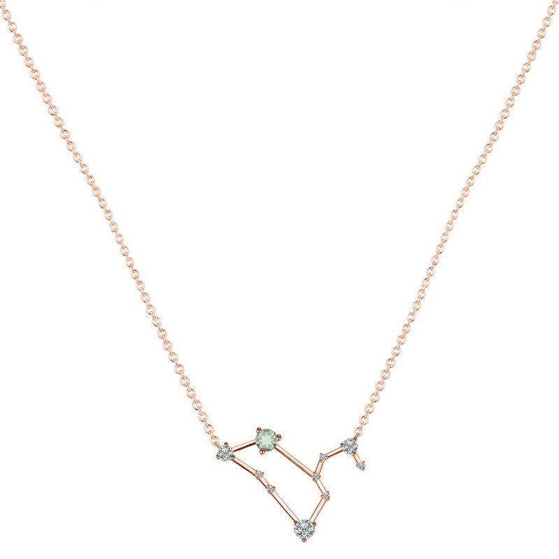 Leo Zodiac Star Constellation Green Amethyst & White Topaz Necklace GRA-RDN-493.