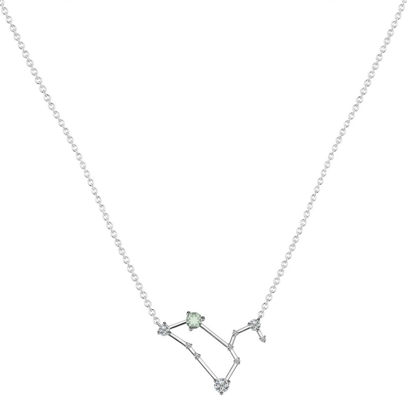 Leo Zodiac Star Constellation Green Amethyst & White Topaz Necklace GRA-RDN-493.