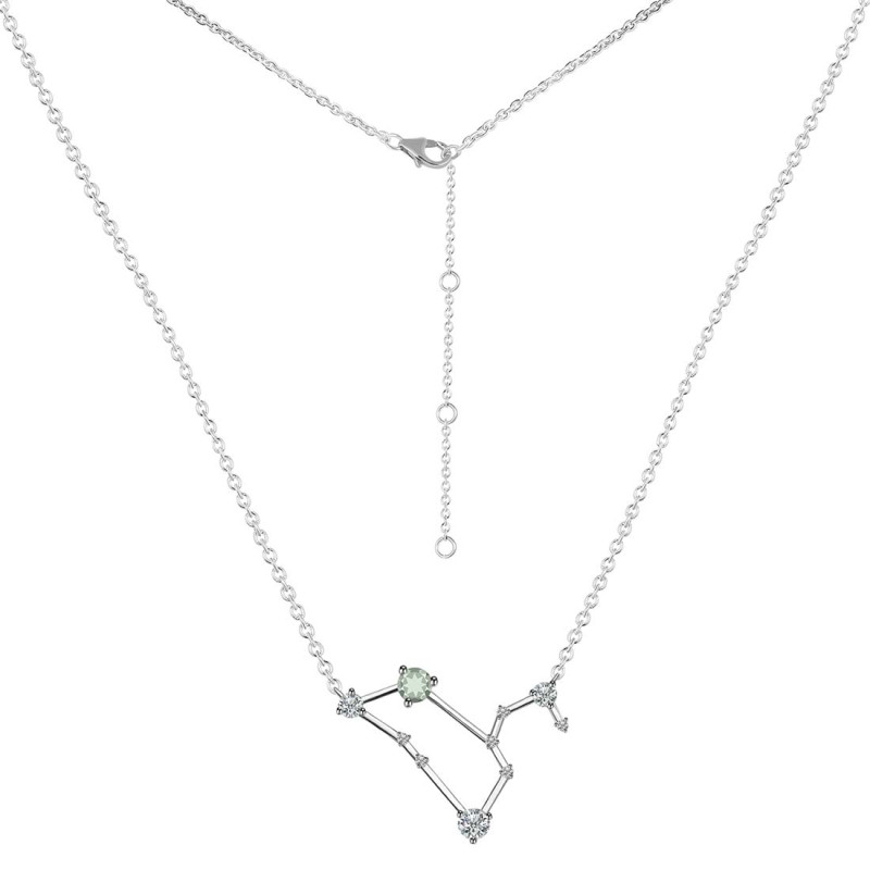 Leo Zodiac Star Constellation Green Amethyst & White Topaz Necklace