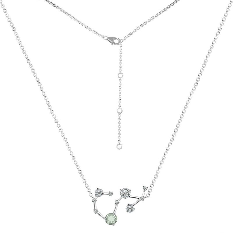 Scorpio Zodiac Star Constellation Green Amethyst & White Topaz Necklace
