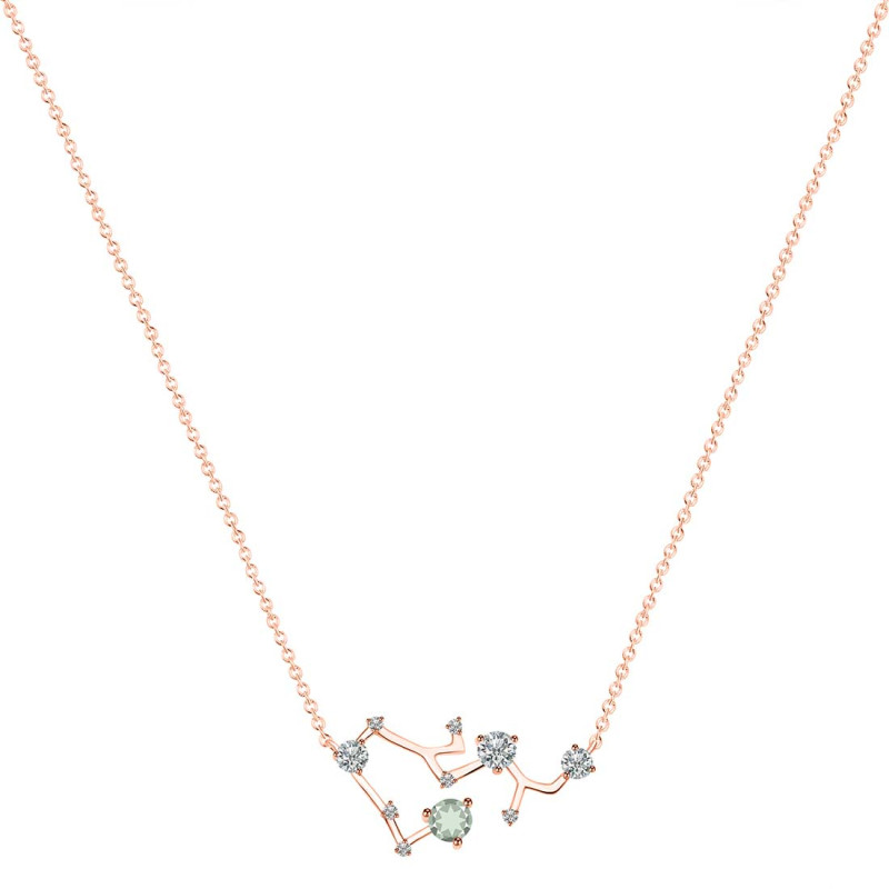 Sagittarius Zodiac Star Constellation Green Amethyst & White Topaz Necklace GRA-RDN-496.
