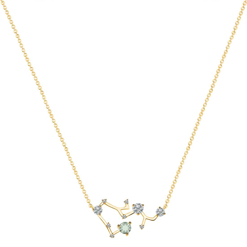 Sagittarius Zodiac Star Constellation Green Amethyst & White Topaz Necklace GRA-RDN-496.