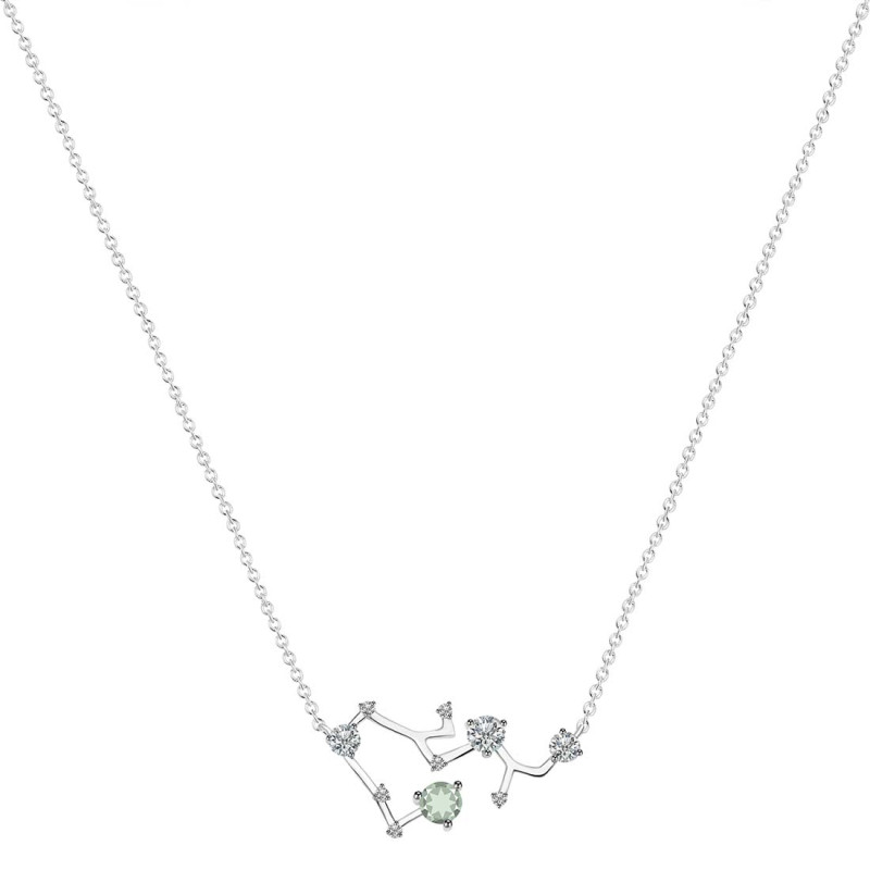 Sagittarius Zodiac Star Constellation Green Amethyst & White Topaz Necklace GRA-RDN-496.