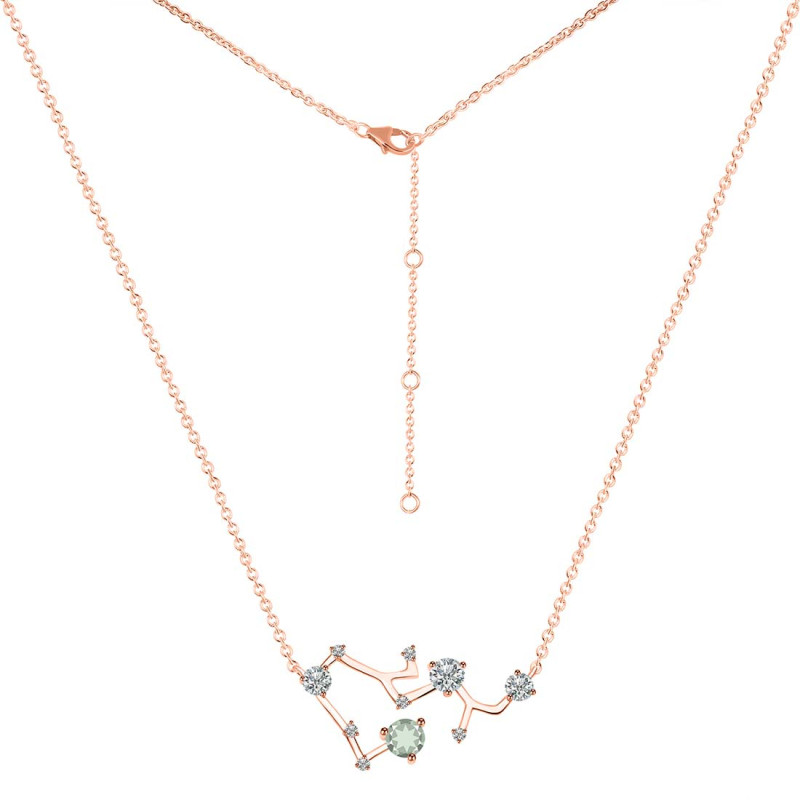 Sagittarius Zodiac Star Constellation Green Amethyst & White Topaz Necklace GRA-RDN-496.