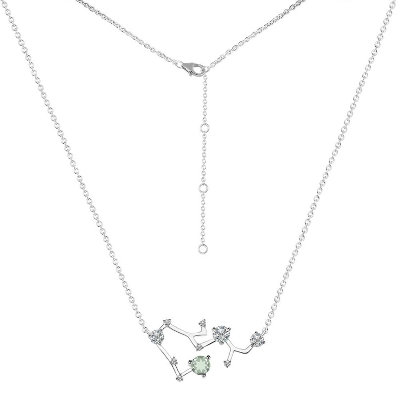 Sagittarius Zodiac Star Constellation Green Amethyst & White Topaz Necklace