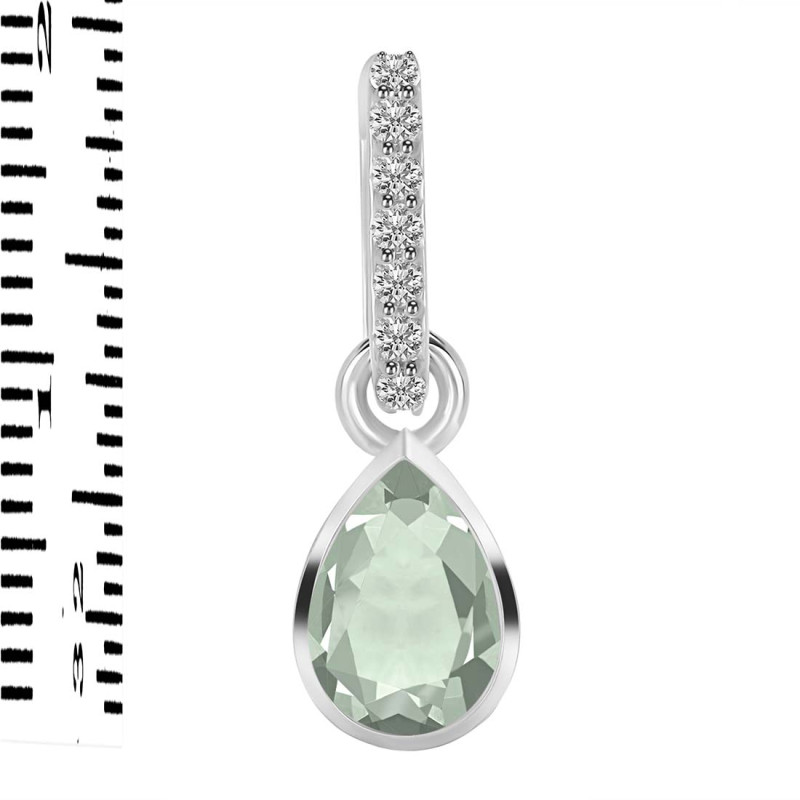 Green Amethyst & White Topaz Pendant GRA-RDP-779-CZ-LOOP.