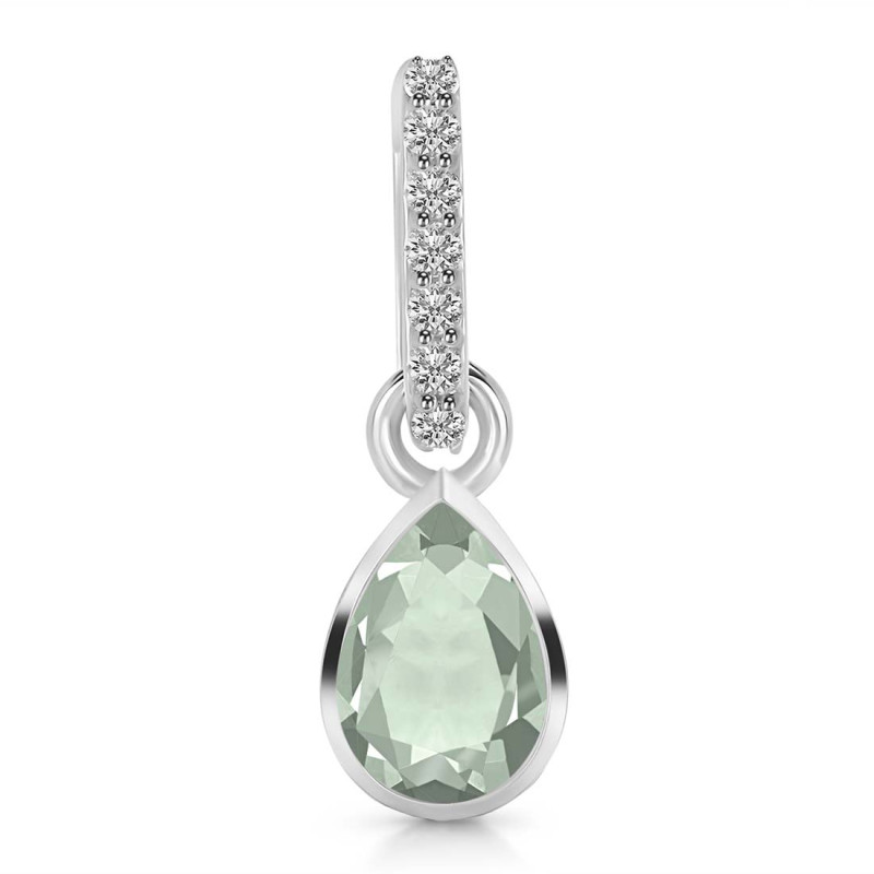 Green Amethyst & White Topaz Pendant GRA-RDP-779-CZ-LOOP.