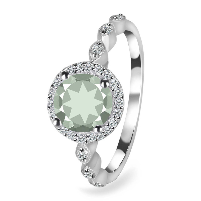 Green Amethyst & White Topaz Ring