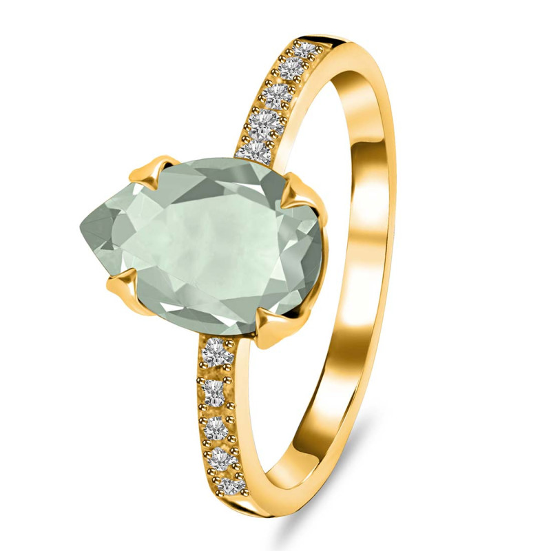 Green Amethyst & White Topaz Ring GRA-RR-344A.