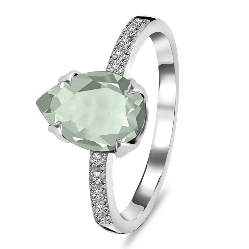 Green Amethyst & White Topaz Ring