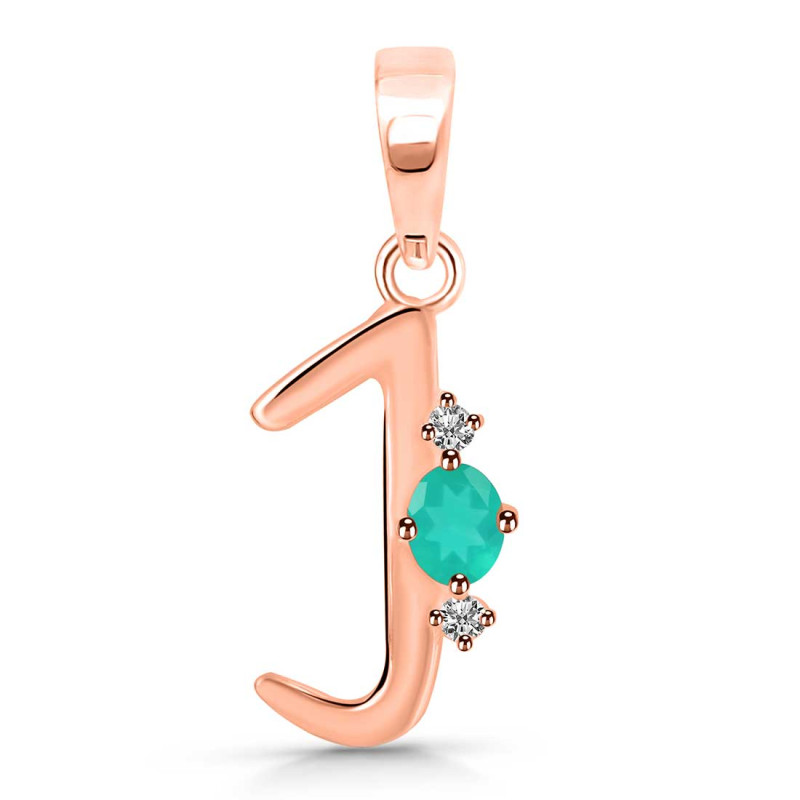 Green Onyx & White Topaz Alphabet J Pendant GRO-RDA-10.