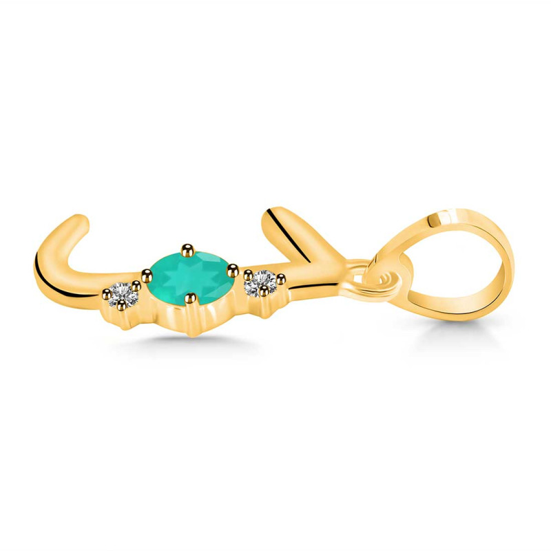 Green Onyx & White Topaz Alphabet J Pendant GRO-RDA-10.