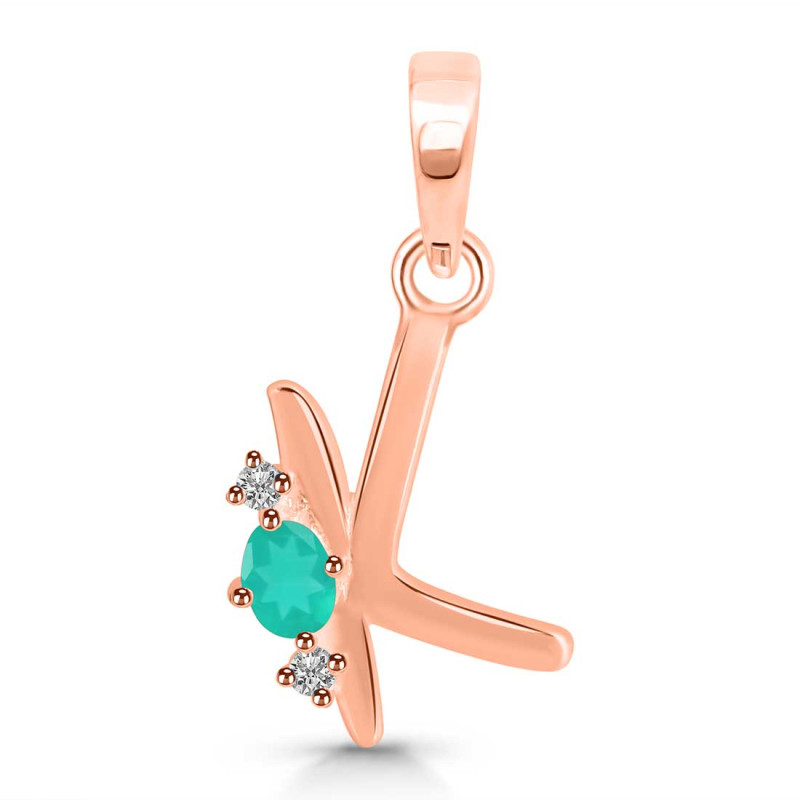 Green Onyx & White Topaz Alphabet K Pendant GRO-RDA-11.