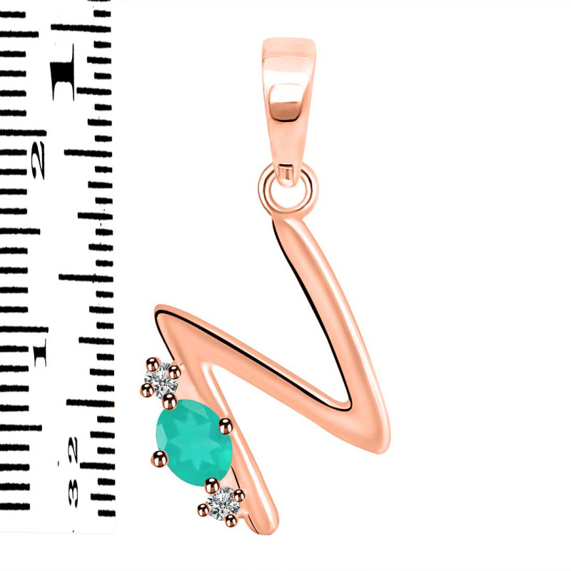 Green Onyx & White Topaz Alphabet N Pendant GRO-RDA-14.