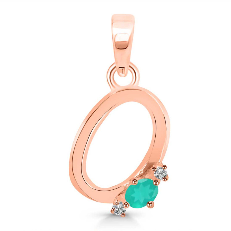 Green Onyx & White Topaz Alphabet O Pendant GRO-RDA-15.