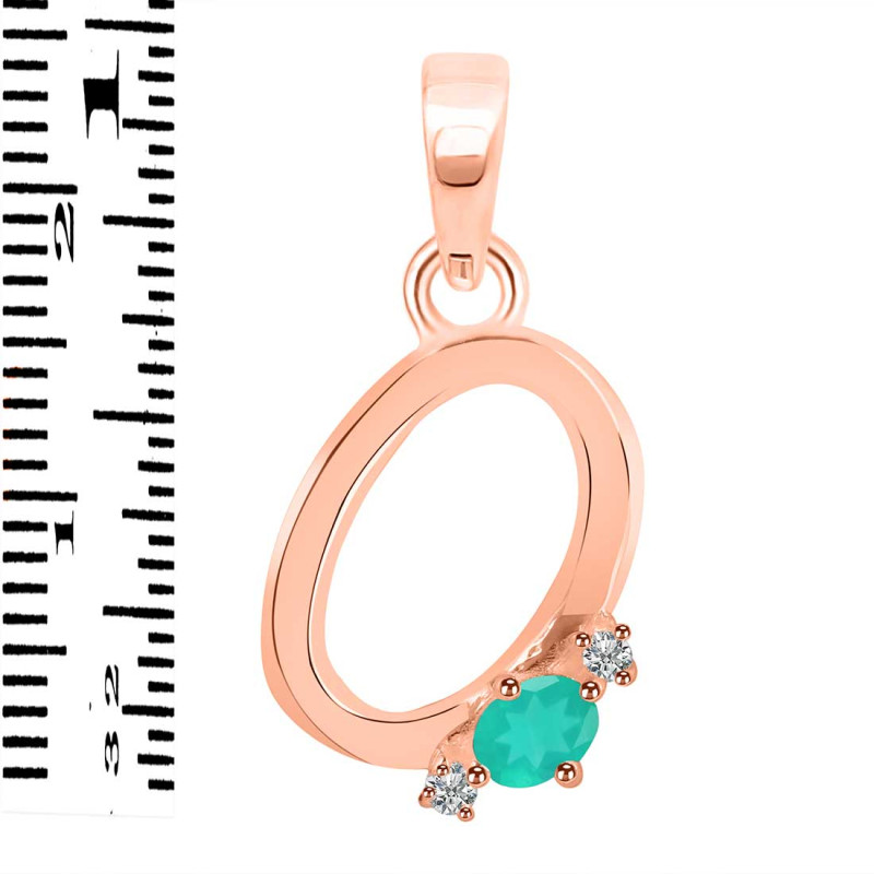 Green Onyx & White Topaz Alphabet O Pendant GRO-RDA-15.
