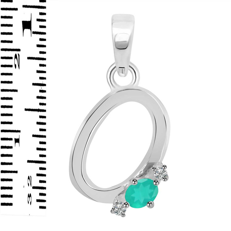 Green Onyx & White Topaz Alphabet O Pendant GRO-RDA-15.