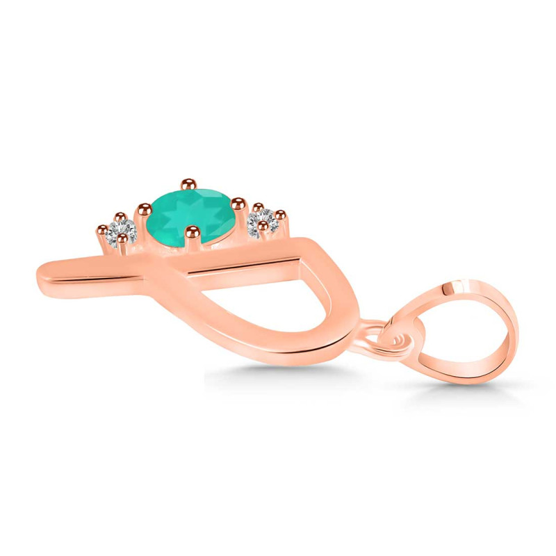Green Onyx & White Topaz Alphabet P Pendant GRO-RDA-16.