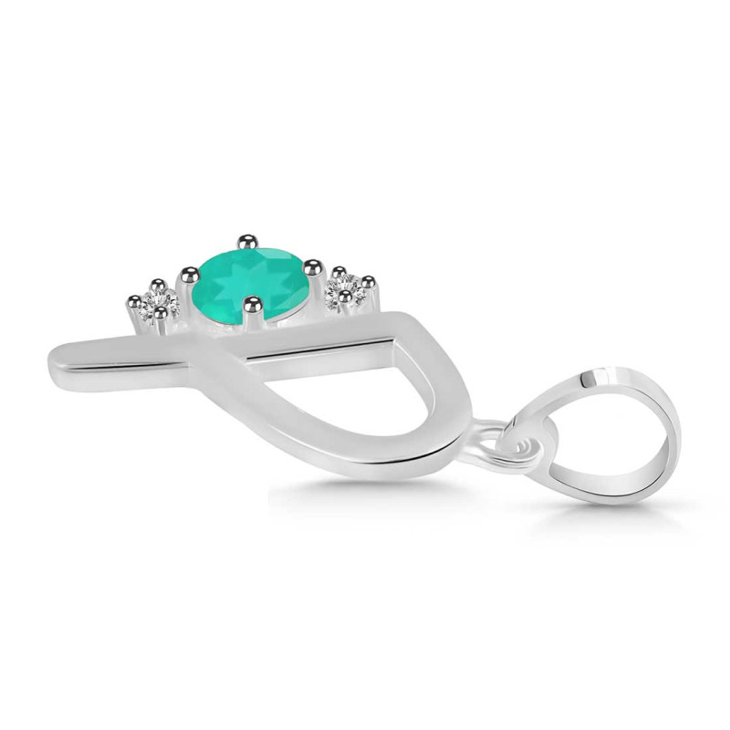 Green Onyx & White Topaz Alphabet P Pendant
