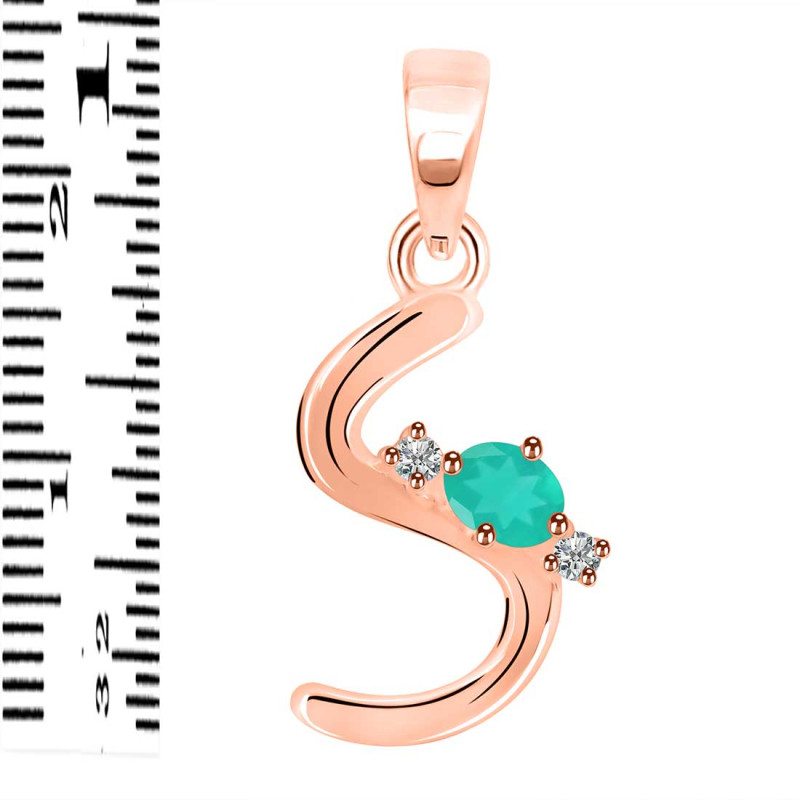 Green Onyx & White Topaz Alphabet S Pendant GRO-RDA-19.