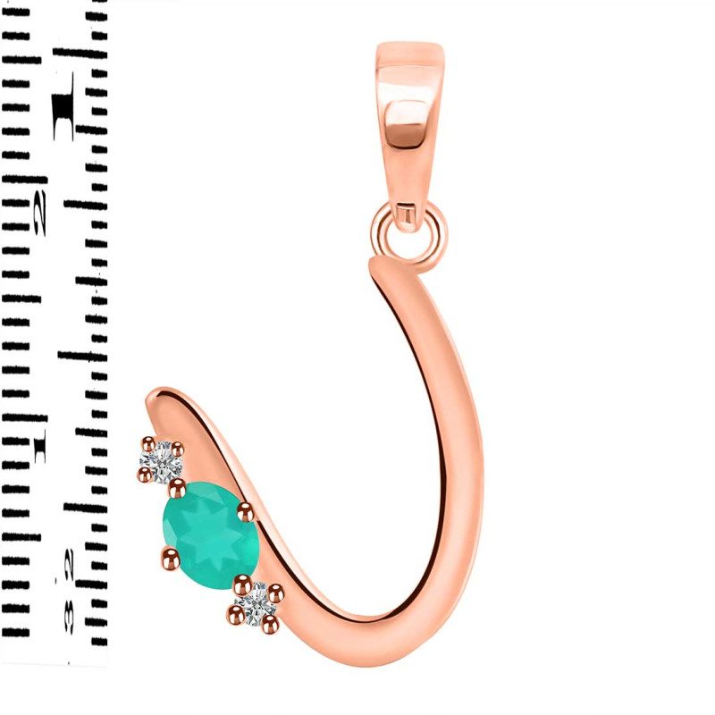Green Onyx & White Topaz Alphabet U Pendant GRO-RDA-21.
