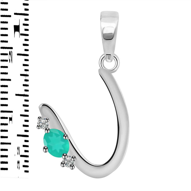 Green Onyx & White Topaz Alphabet U Pendant GRO-RDA-21.