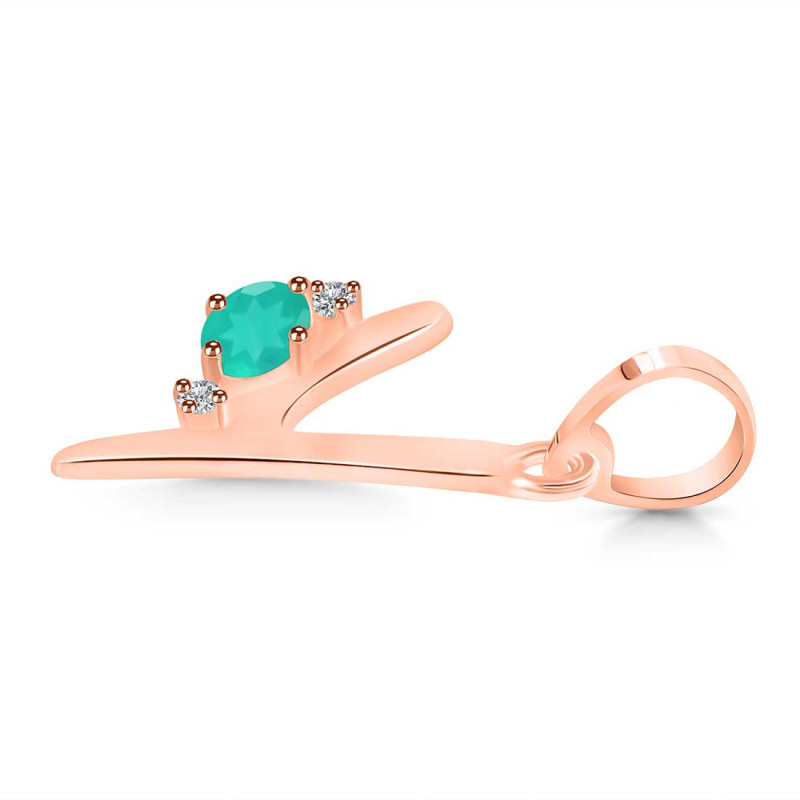 Green Onyx & White Topaz Alphabet Y Pendant GRO-RDA-25.