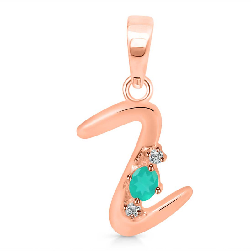 Green Onyx & White Topaz Alphabet Z Pendant GRO-RDA-26.
