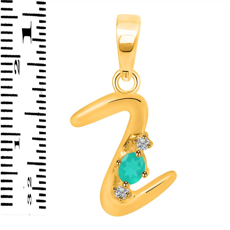 Green Onyx & White Topaz Alphabet Z Pendant GRO-RDA-26.