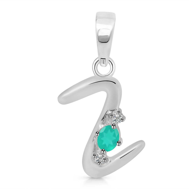 Green Onyx & White Topaz Alphabet Z Pendant GRO-RDA-26.