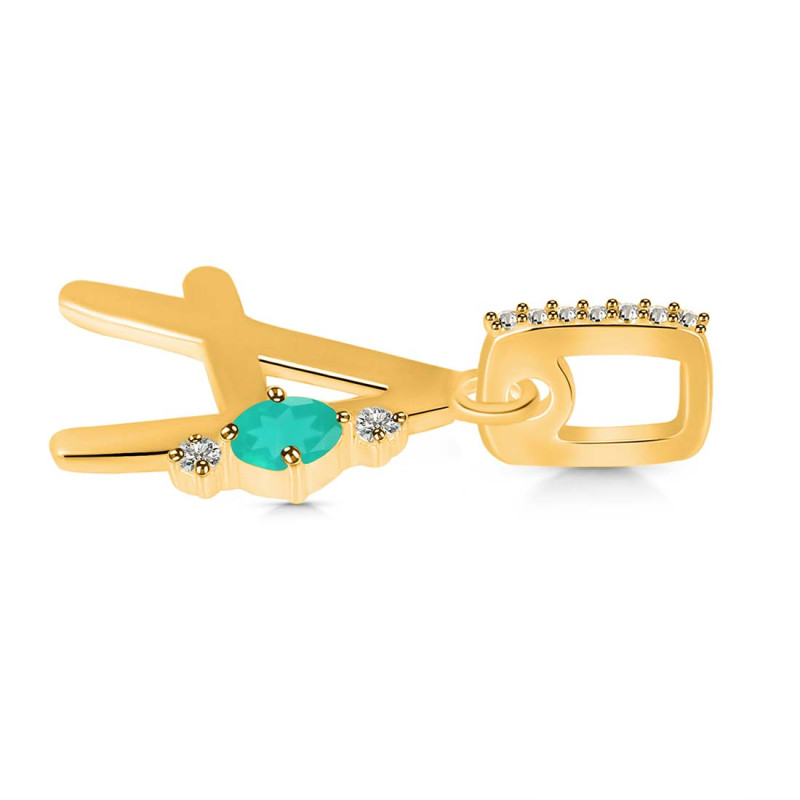 Green Onyx & White Topaz Alphabet A Pendant GRO-RDA-27.