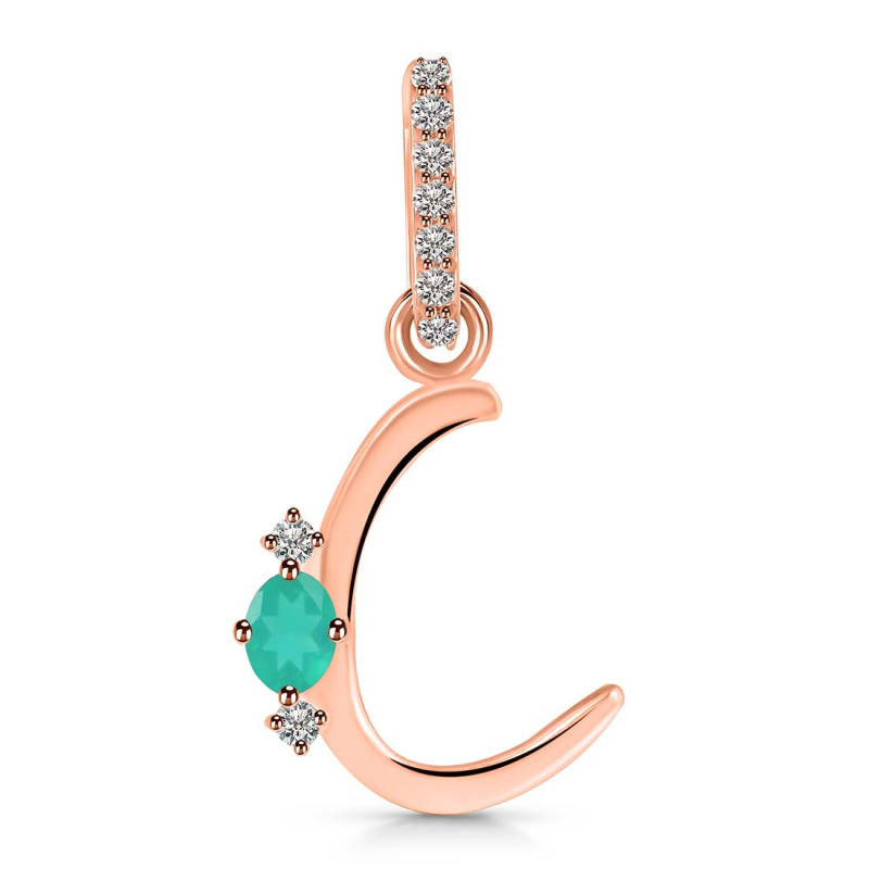 Green Onyx & White Topaz Alphabet C Pendant GRO-RDA-29.