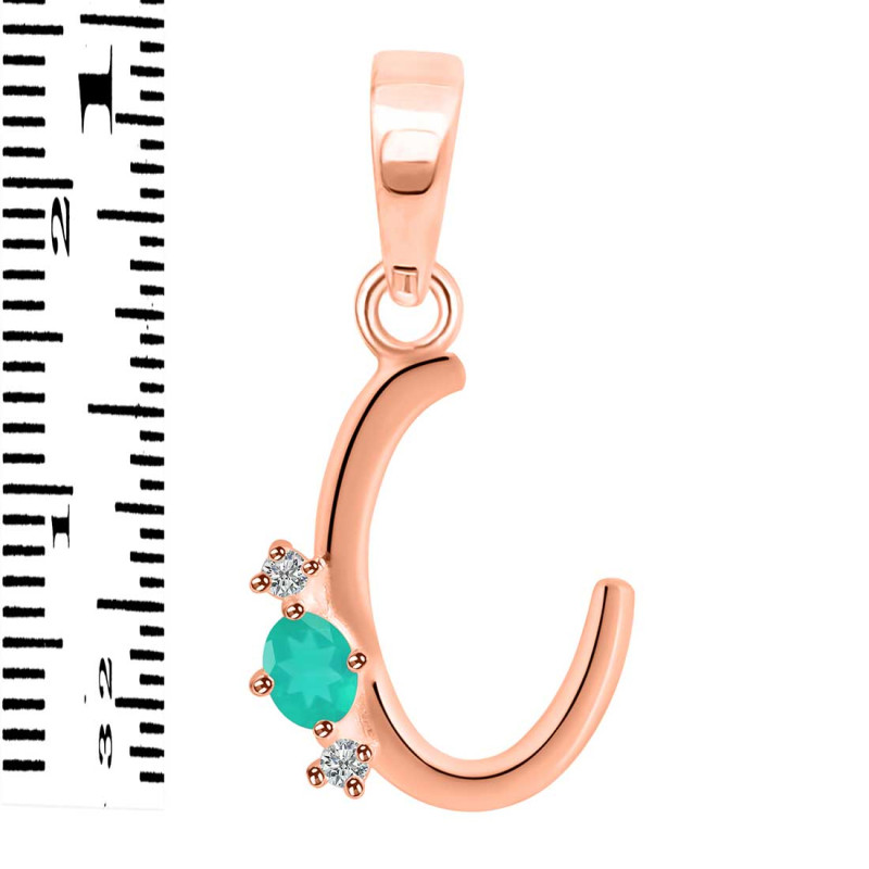 Green Onyx & White Topaz Alphabet C Pendant GRO-RDA-3.