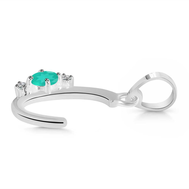 Green Onyx & White Topaz Alphabet C Pendant