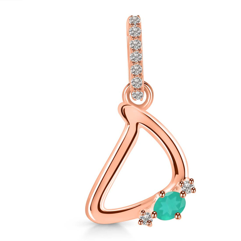 Green Onyx & White Topaz Alphabet D Pendant GRO-RDA-30.