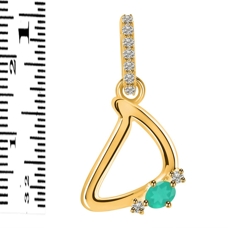 Green Onyx & White Topaz Alphabet D Pendant GRO-RDA-30.