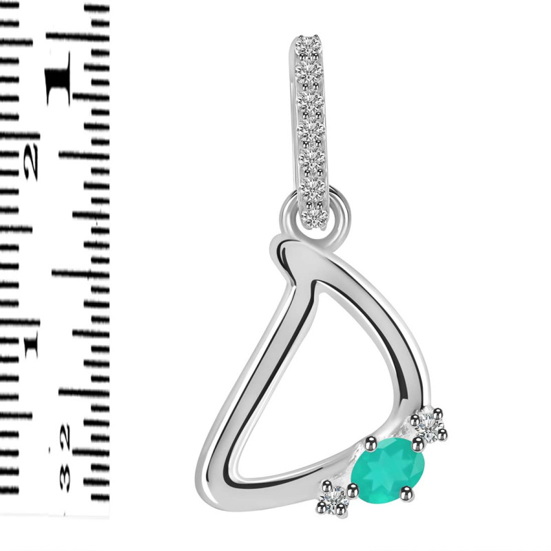 Green Onyx & White Topaz Alphabet D Pendant GRO-RDA-30.